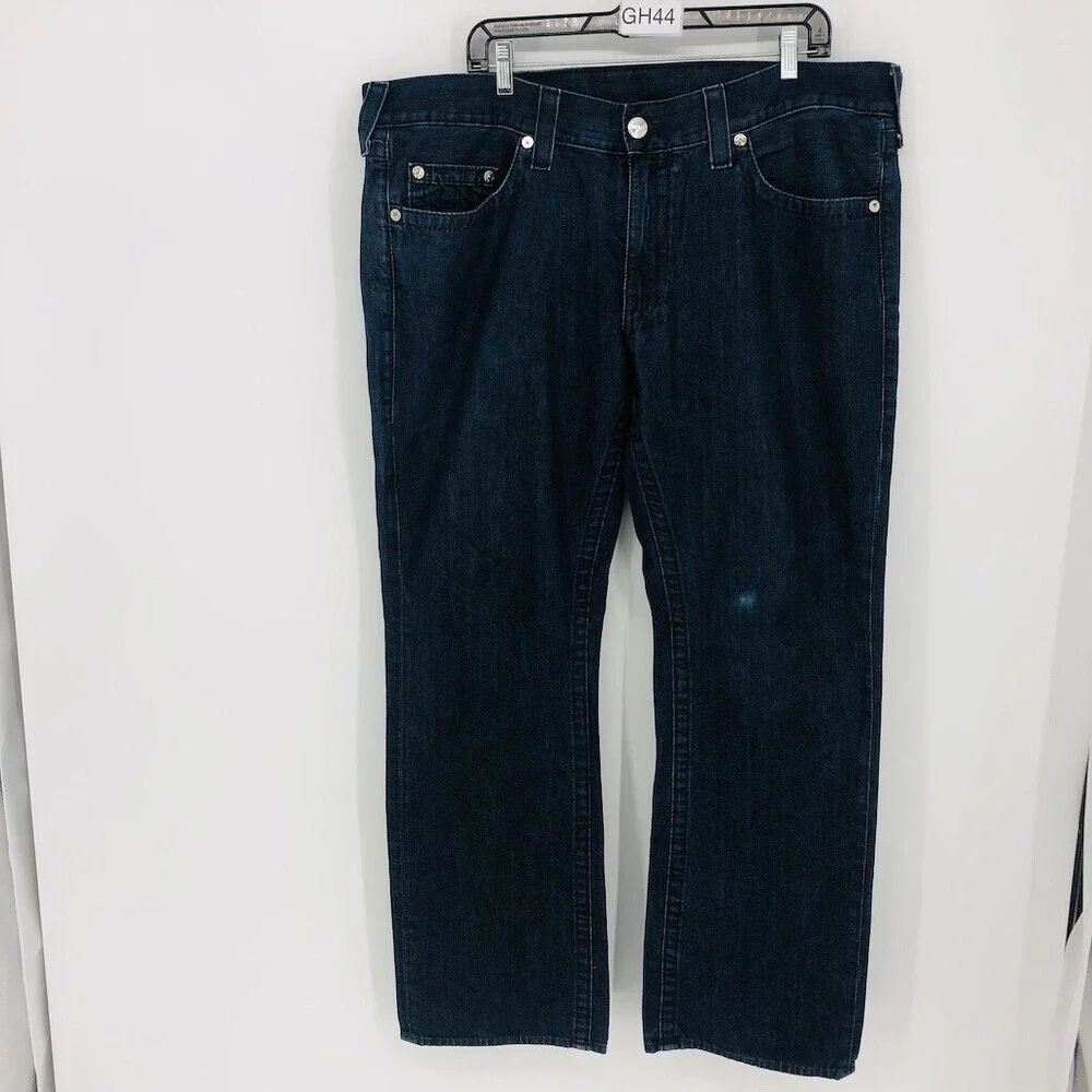 True Religion Men's Blue Denim 100% Cotton Mid Rise Straight Legs Jeans Pant 40